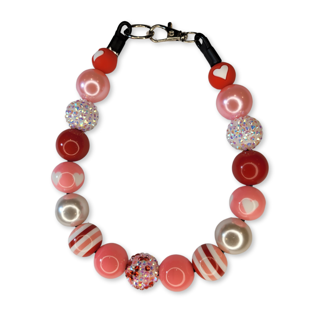 Pink Sparkle Heart Decorative Pet Necklace