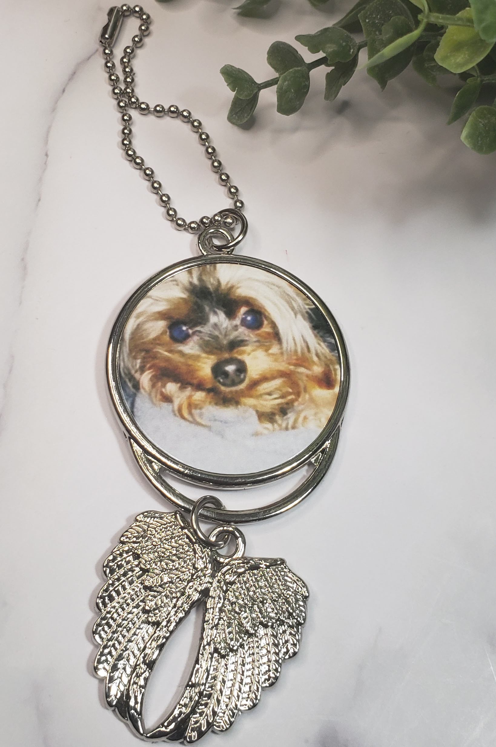 Angel Wing Pet Photo/Memorial Car Charm (Reversible)