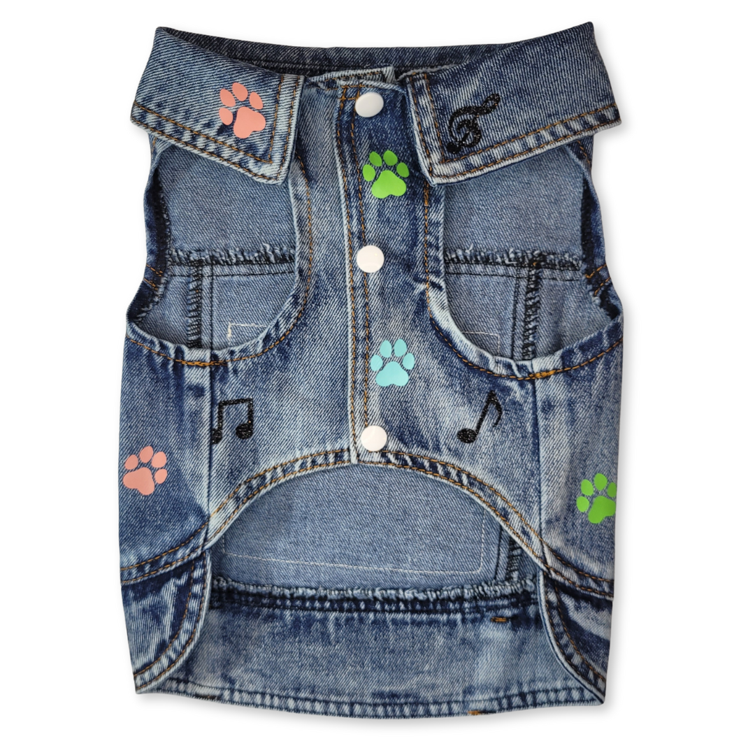 Biggie Inspired Raised By Hip Hop - Embellished Denim Pet Jacket