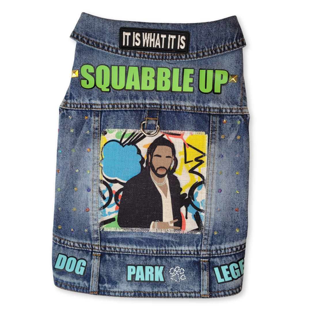 Kendrick Lamar Inspired Dog Park Legend - Embellished Denim Pet Jacket