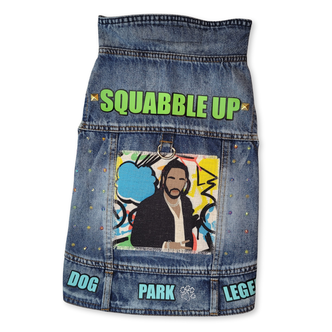 Kendrick Lamar Inspired Dog Park Legend - Embellished Denim Pet Jacket