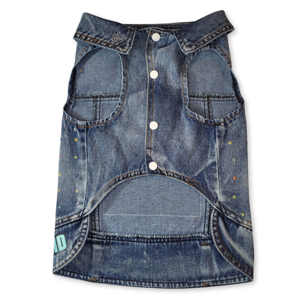 Kendrick Lamar Inspired Dog Park Legend - Embellished Denim Pet Jacket