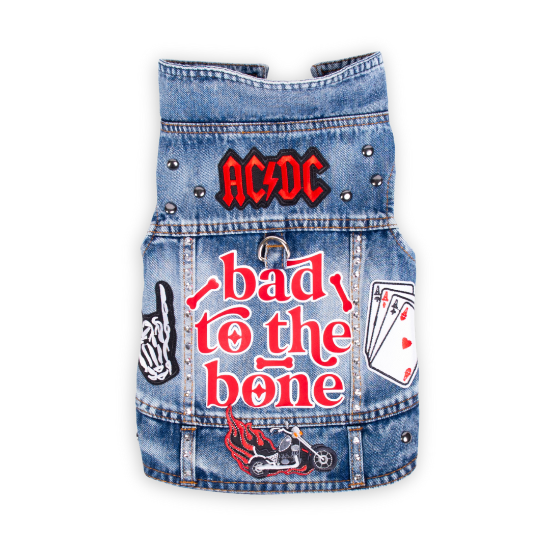 Bad to the Bone - Embellished Denim Pet Jacket