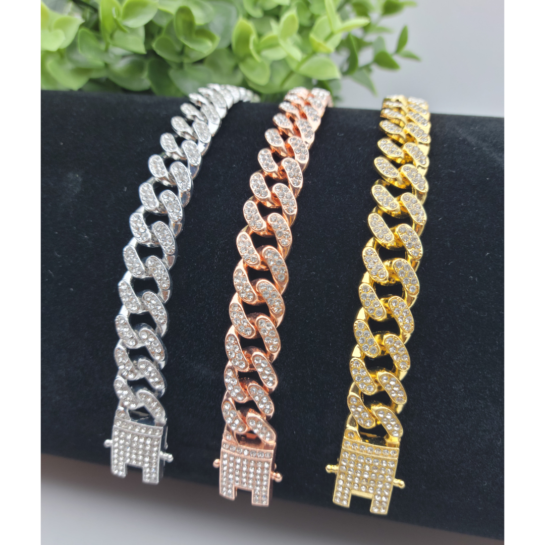 Gold Diamond Encrusted Cuban Link Pet Necklace