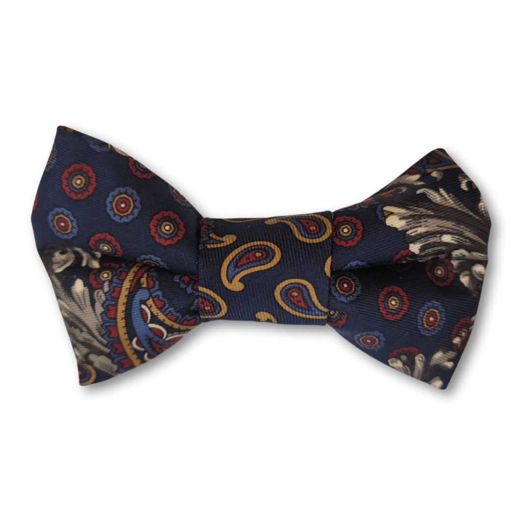 Upcycled Bow Tie -  Blue Paisley