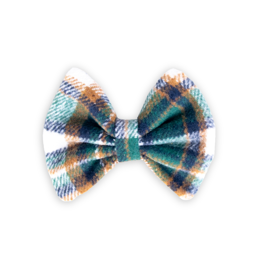 Brown Plaid Flannel Fluffy Pet Hair Bow