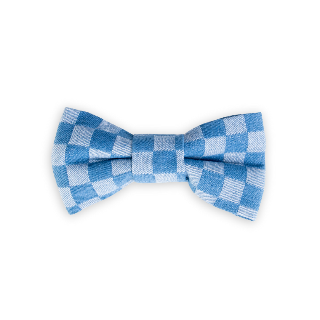 Checkered Denim Pet Bow Tie Style 2