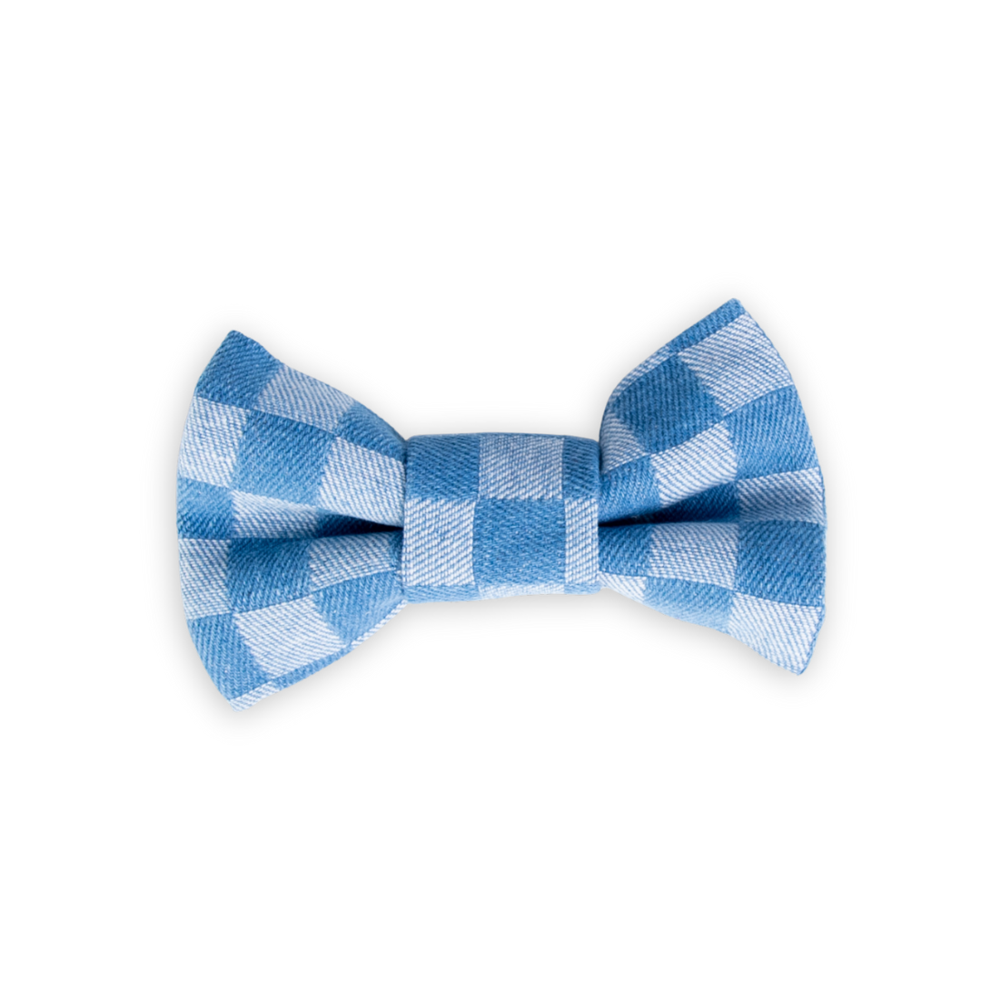 Checkered Denim Pet Bow Tie Style 1