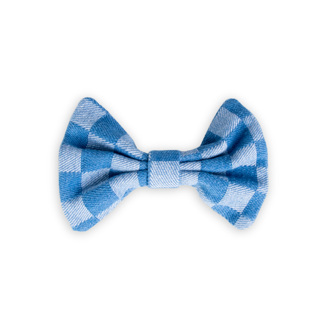 Checkered Denim Pet Hair Bow