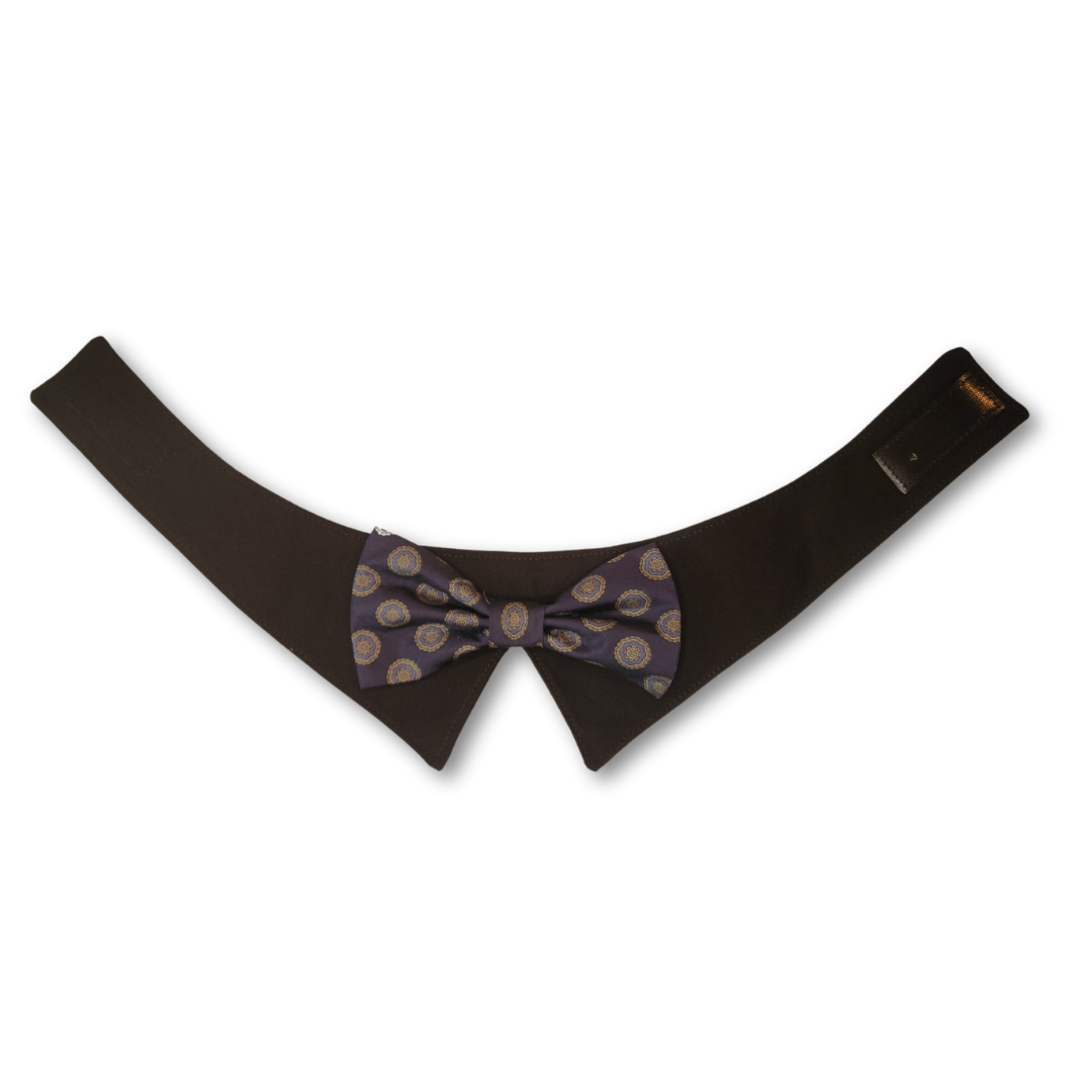 Shirt Collar and Bow Tie Bandana - Black Medallion