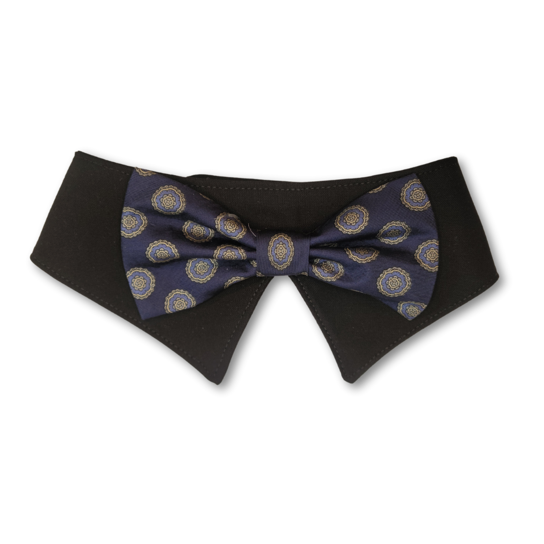 Shirt Collar and Bow Tie Bandana - Black Medallion