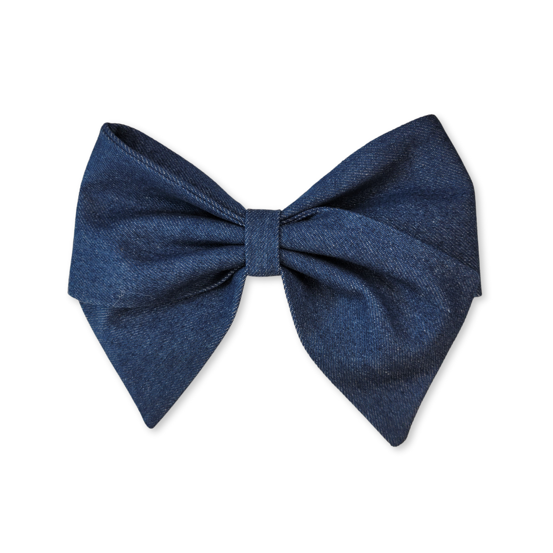 Denim Pet Collar Sailor Bow