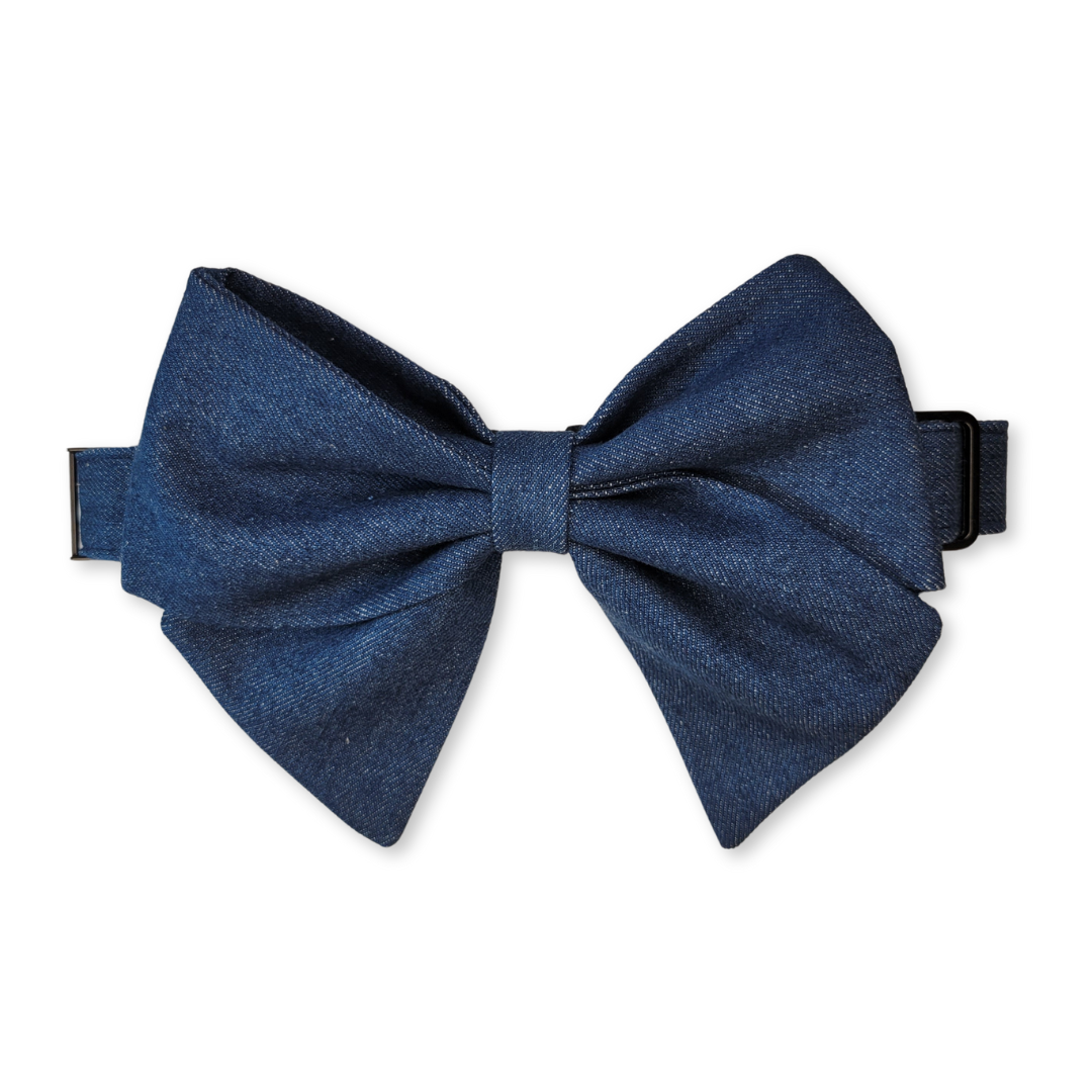 Denim Pet Collar with Sailor Bow