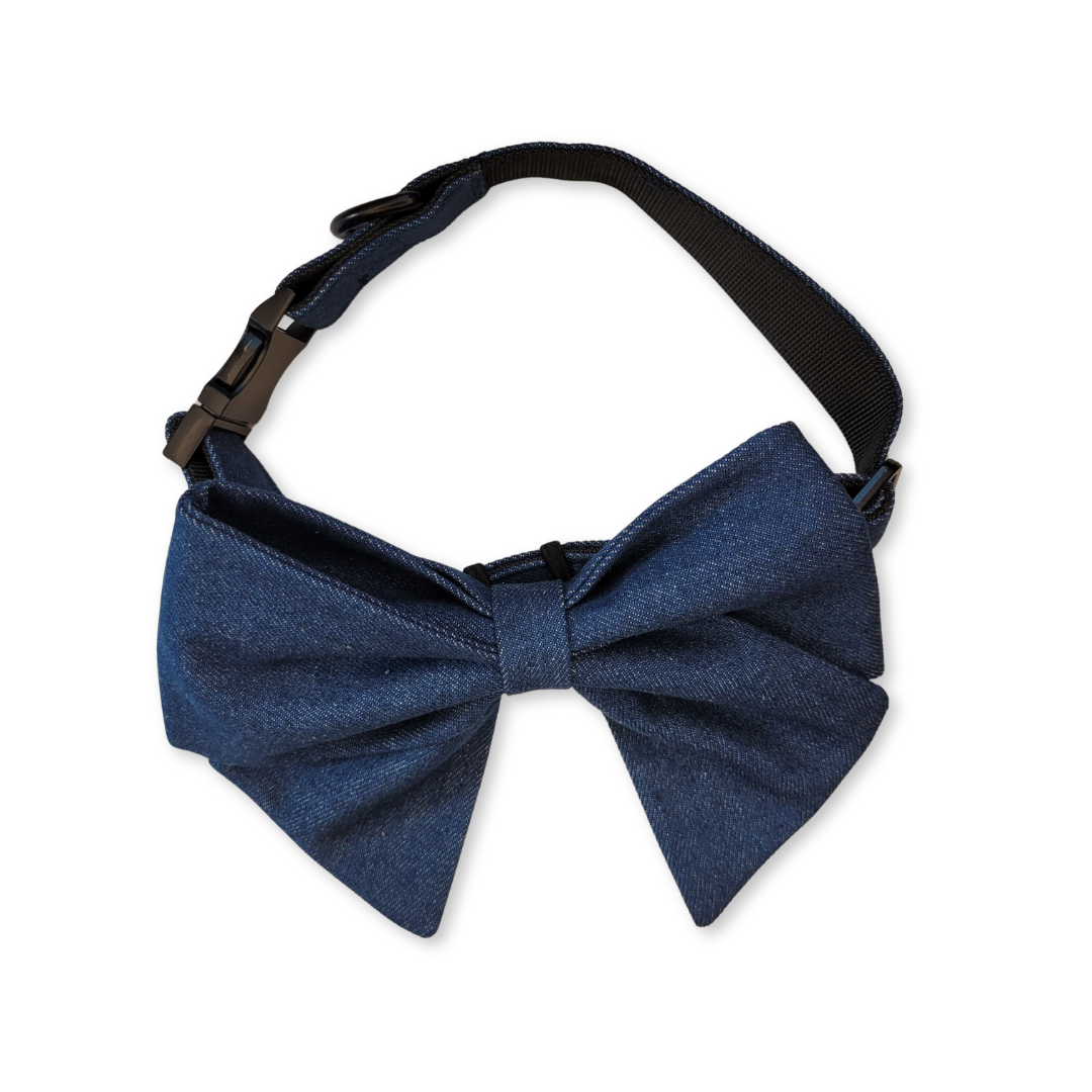 Denim Pet Collar with Sailor Bow