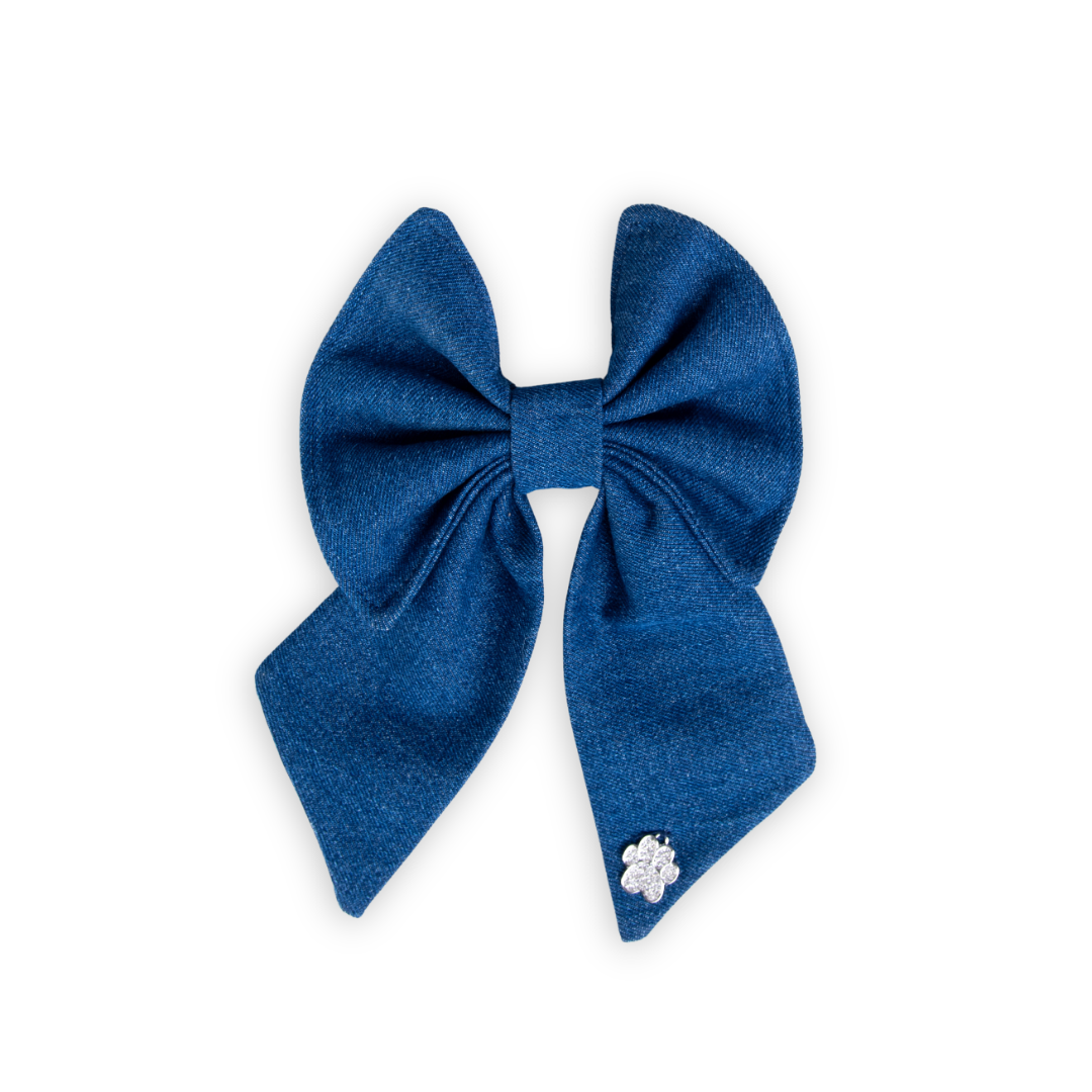 Dark Denim Pet Sailor Bow