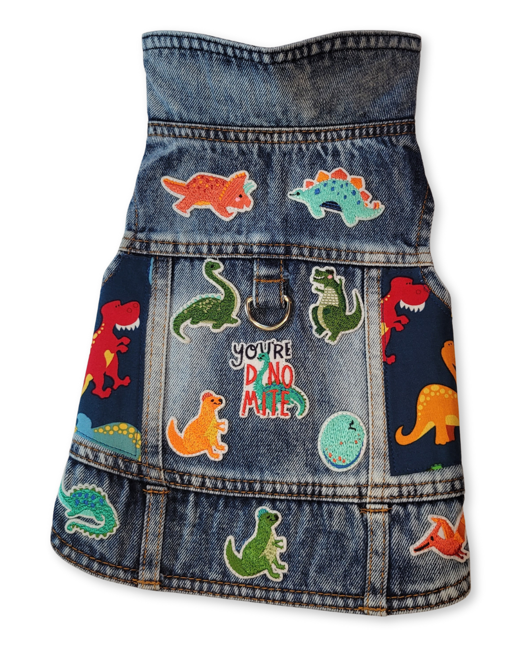 Dino Mite Blues - Embellished Denim Pet Jacket