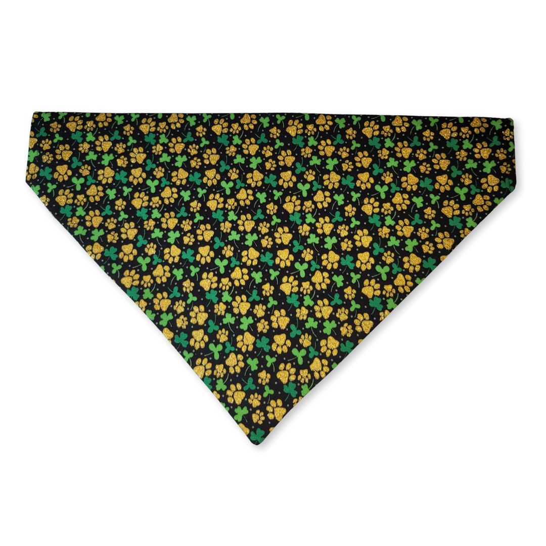 Gold Paw Clover & Black Clover Pet Bandana (Reversible)
