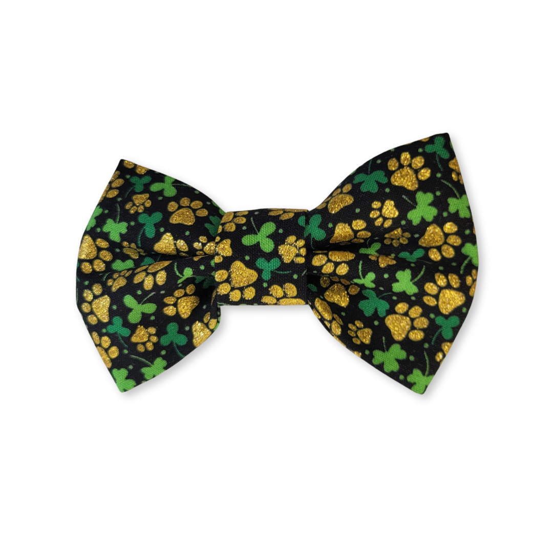 Gold Paw Clover Pet Bow Tie