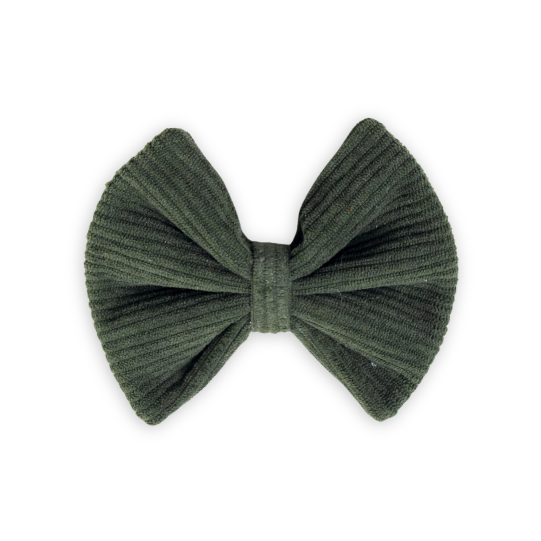 Green Corduroy Fluffy Pet Hair Bow