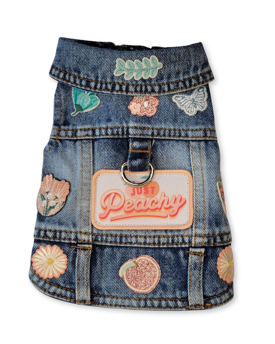 Just Peachy - Embellished Denim Pet Jacket