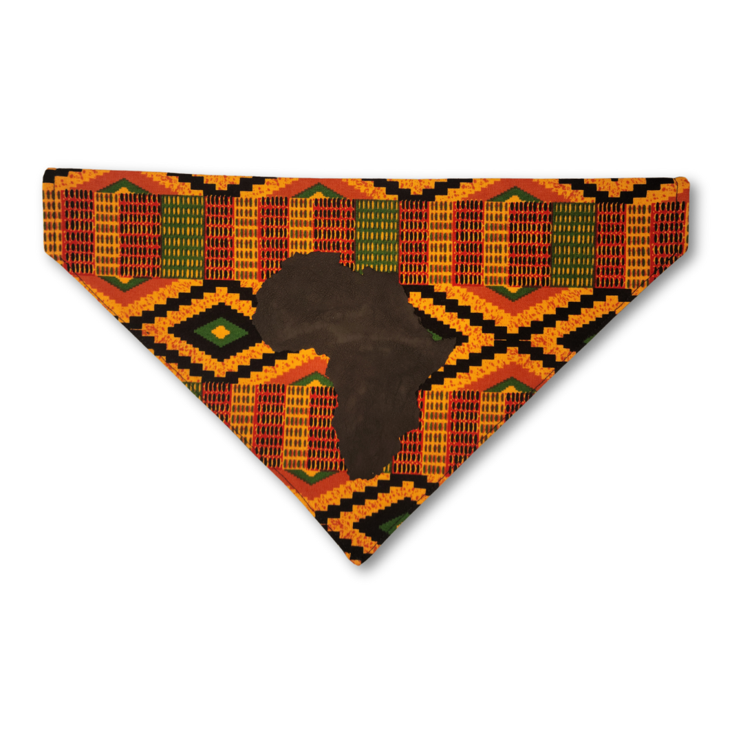 Leather Embellished Kente Pet Bandana