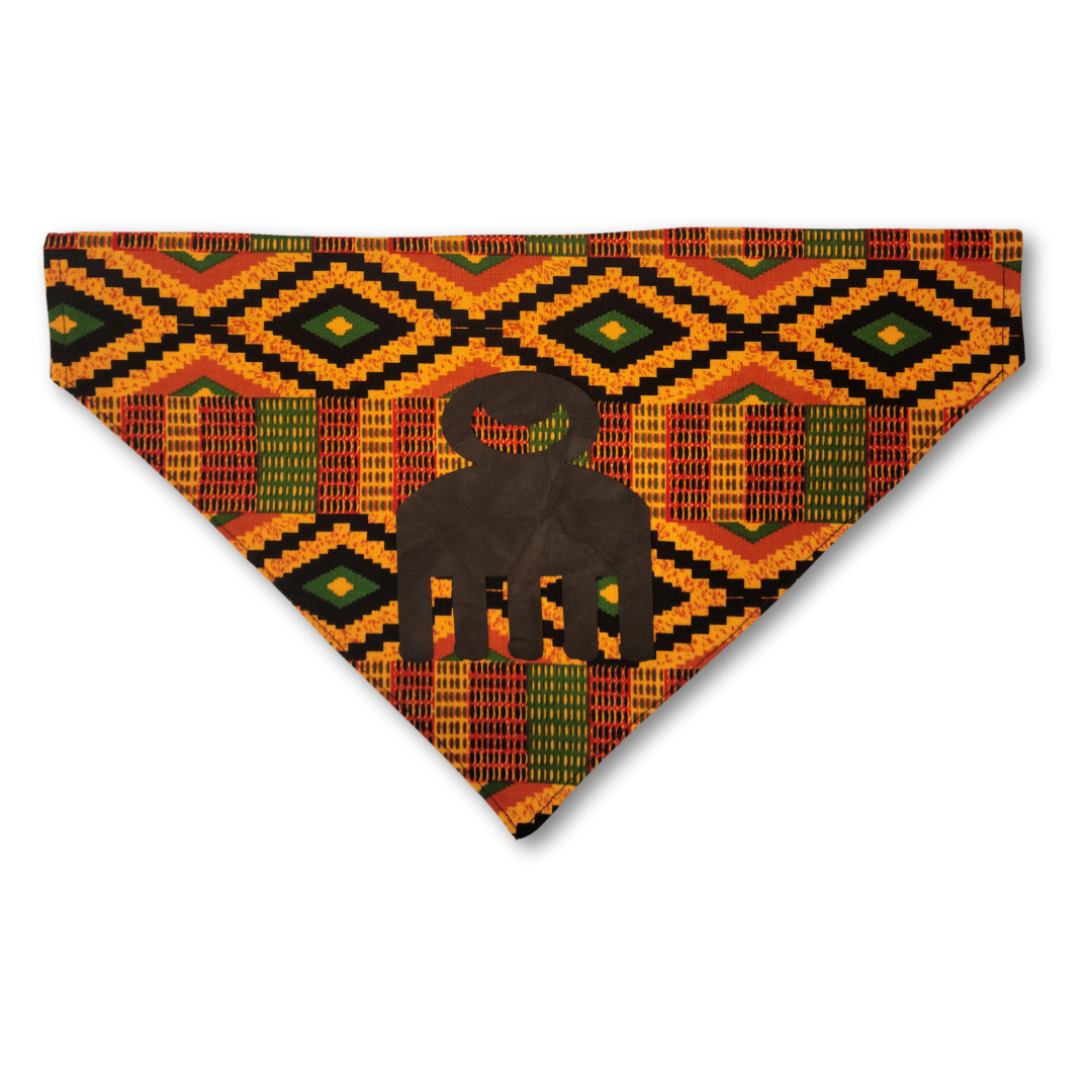 Leather Embellished Kente Pet Bandana