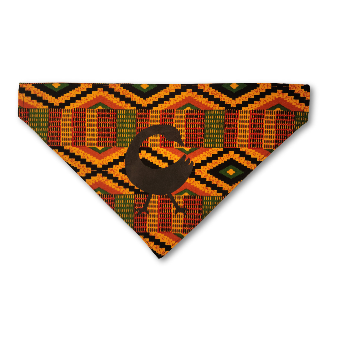 Leather Embellished Kente Pet Bandana