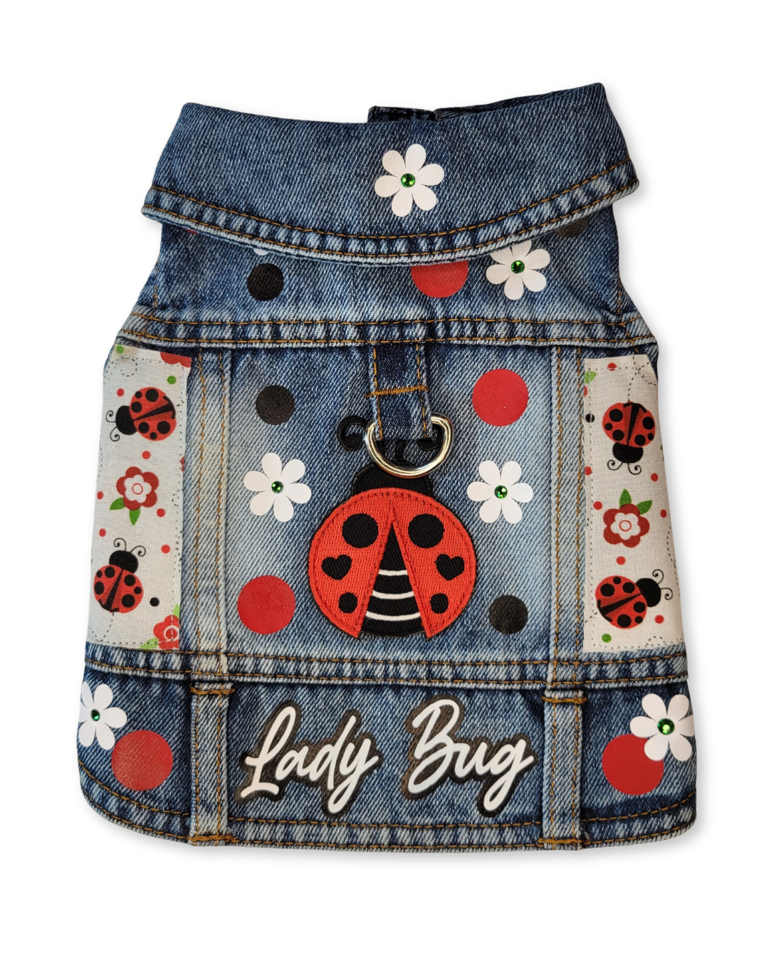 Lady Bug - Embellished Denim Pet Jacket
