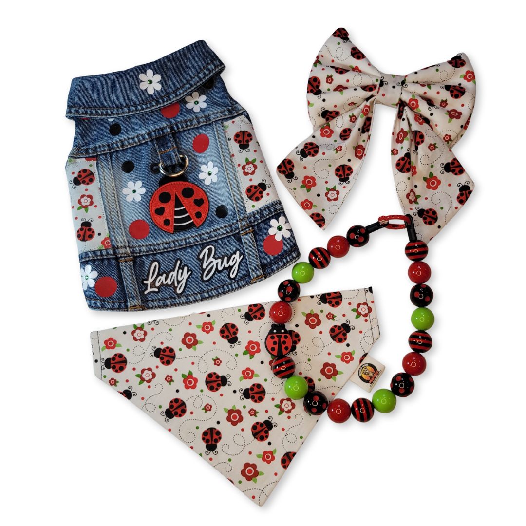 Lady Bug Pet Collar Sailor Bow