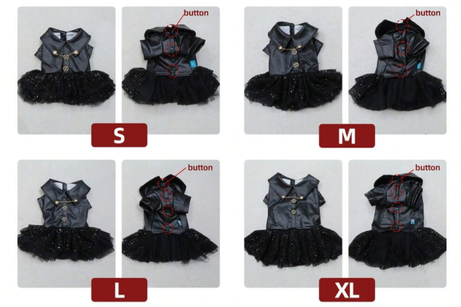 Black Sequin Patchwork Mini Skirt, Motorcycle Style Casual Dog Dress