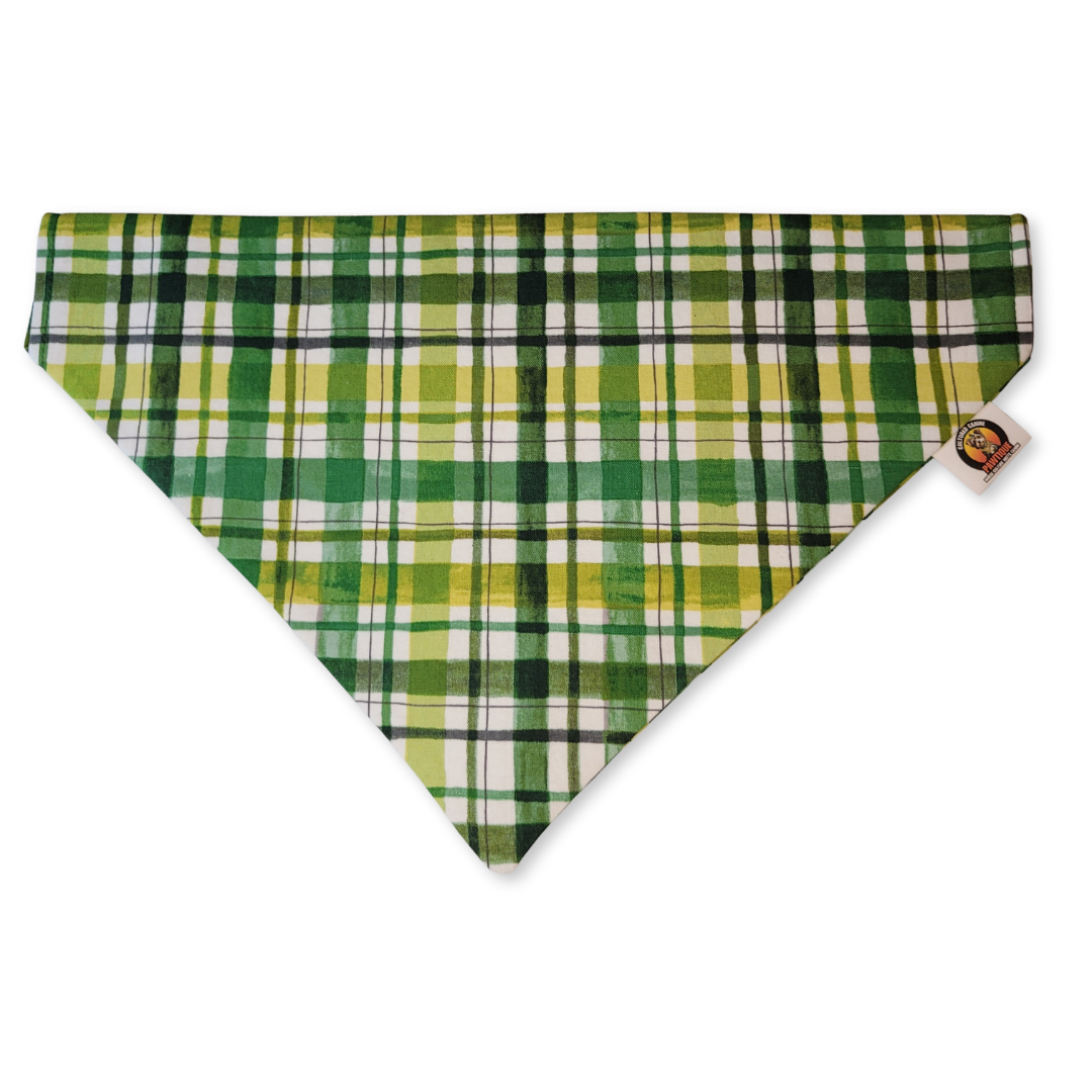 Lucky Plaid & Field of Clovers Pet Bandana (Reversible)