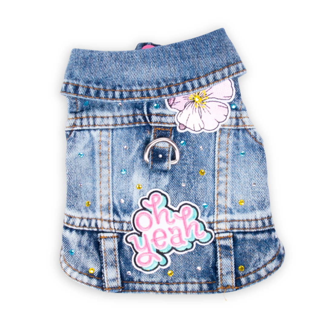 Oh Yea - Embellished Denim Pet Jacket
