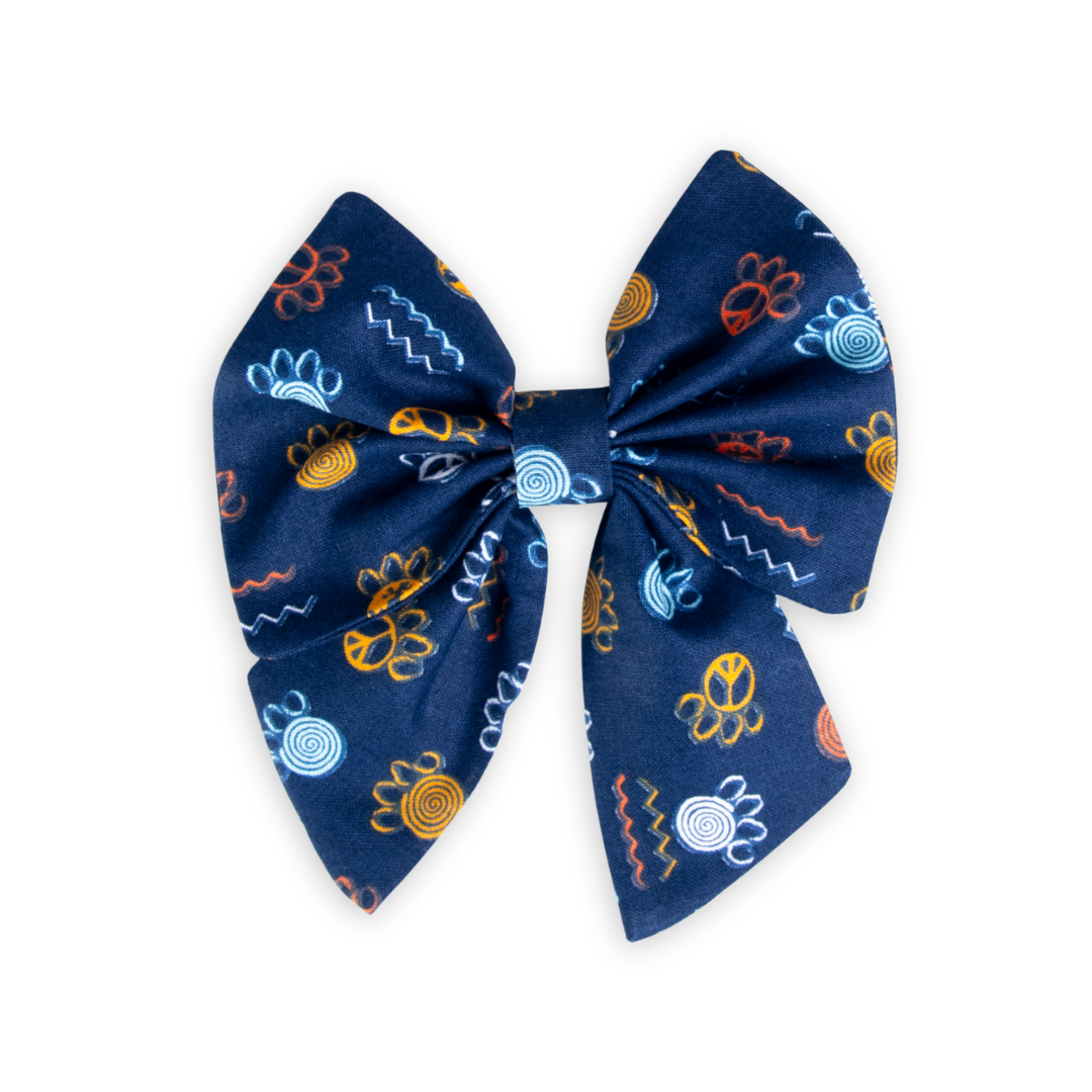 Pet Footprint Sailor Collar Bow