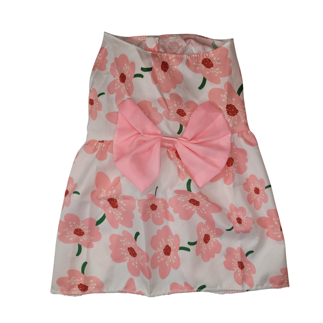 Pink Floral Bow Pet Dress