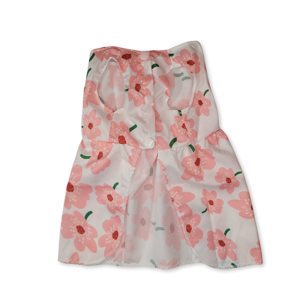 Pink Floral Bow Pet Dress
