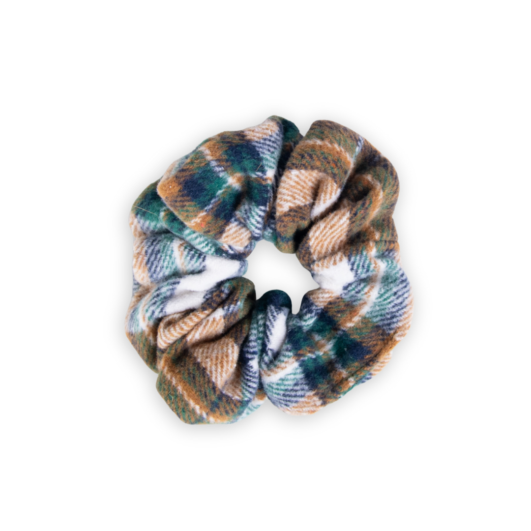 Brown Plaid Flannel Hair Scrunchie