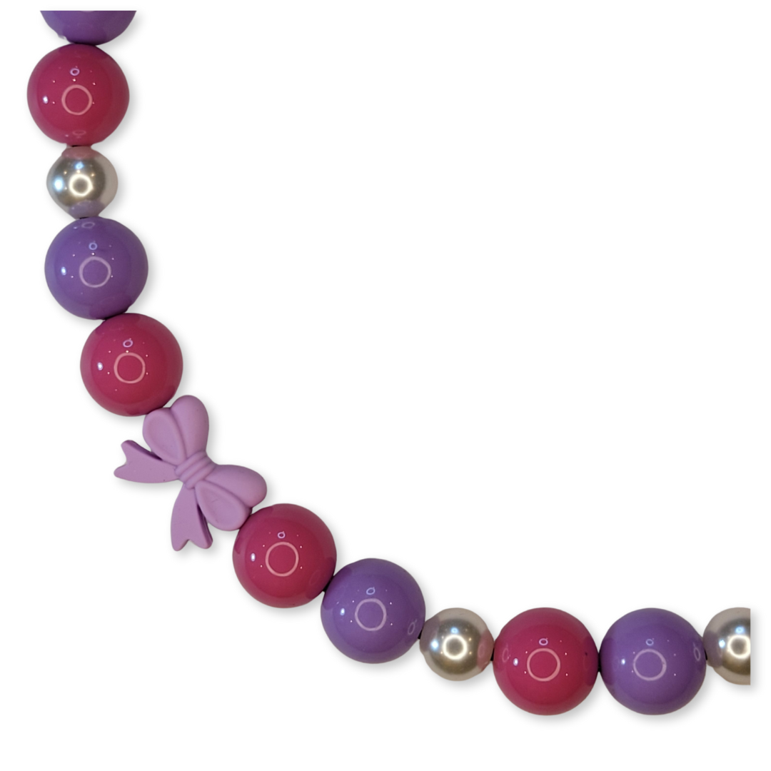 Purple & Pearl Bow Decorative Pet Necklace