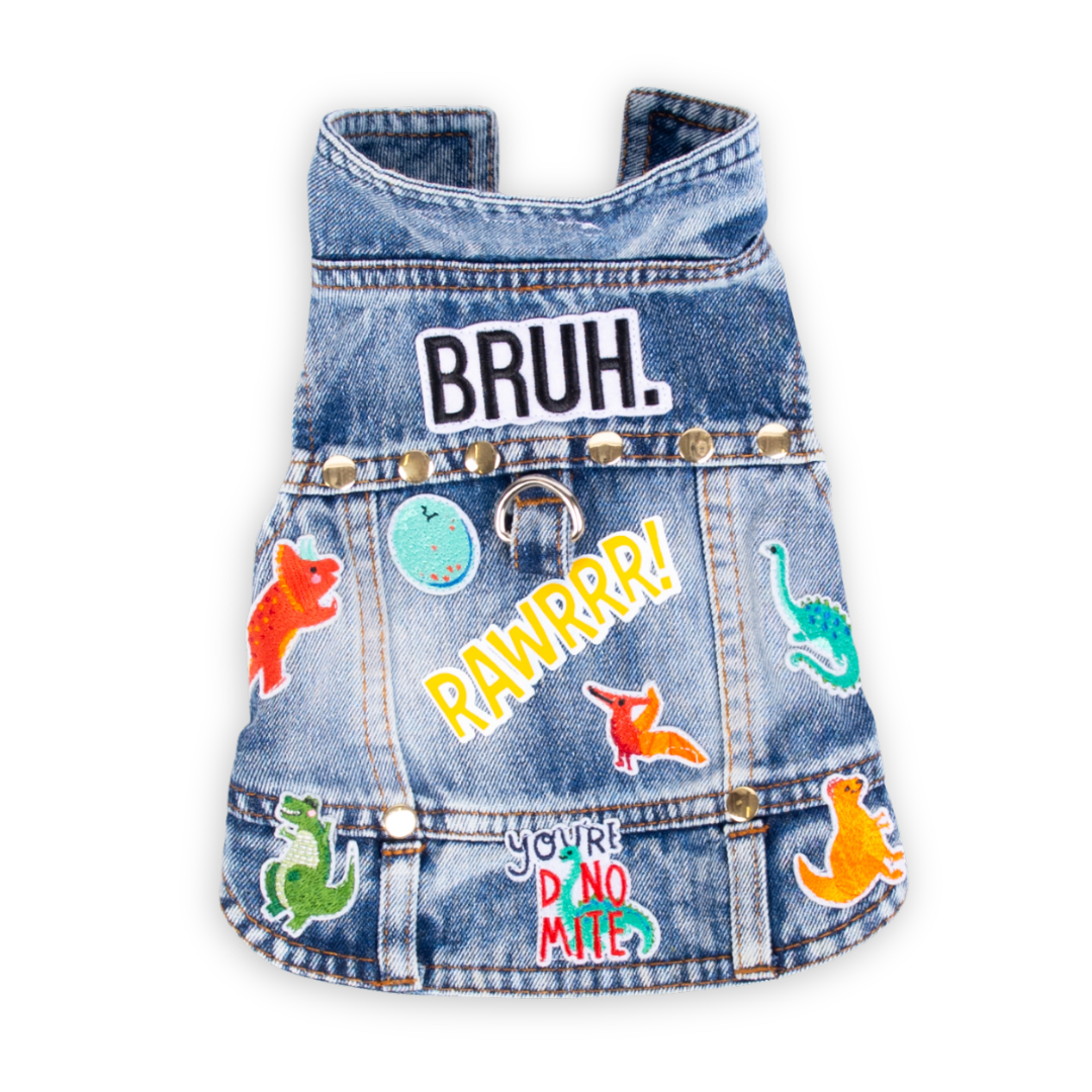 Dinosaur - Embellished CCP Denim Pet Jacket