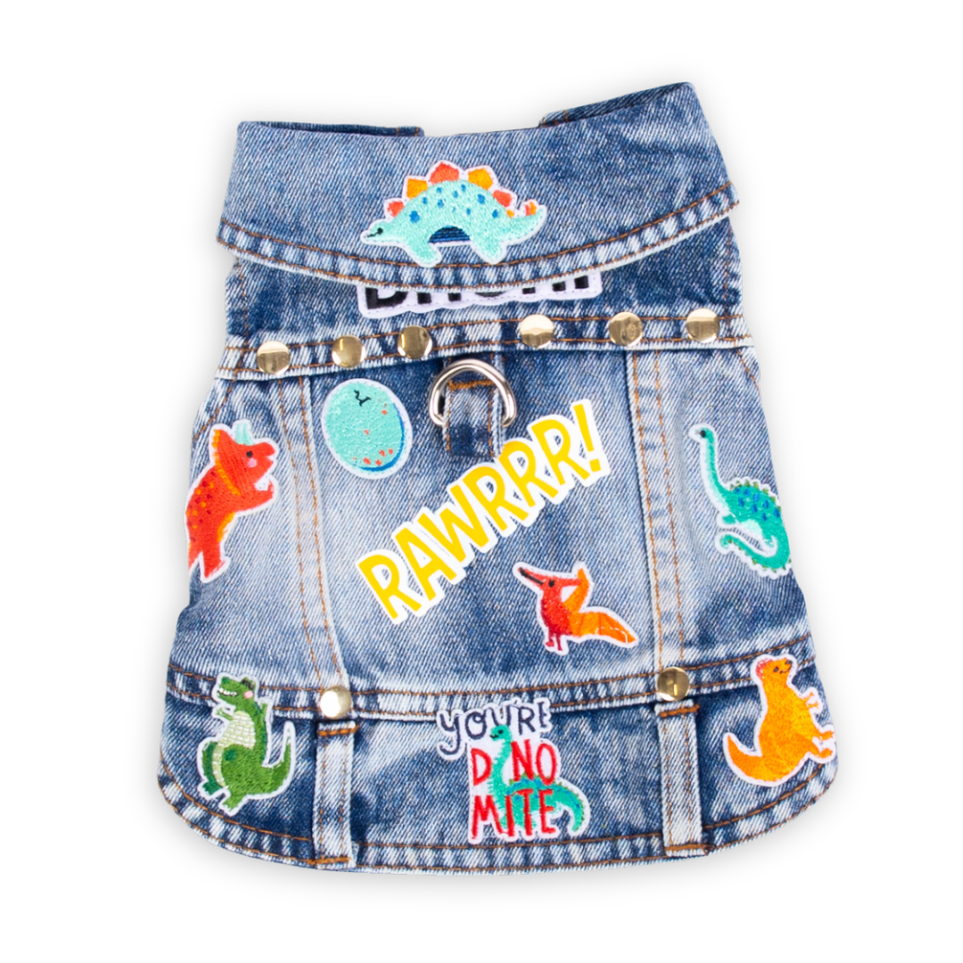 Dinosaur - Embellished CCP Denim Pet Jacket