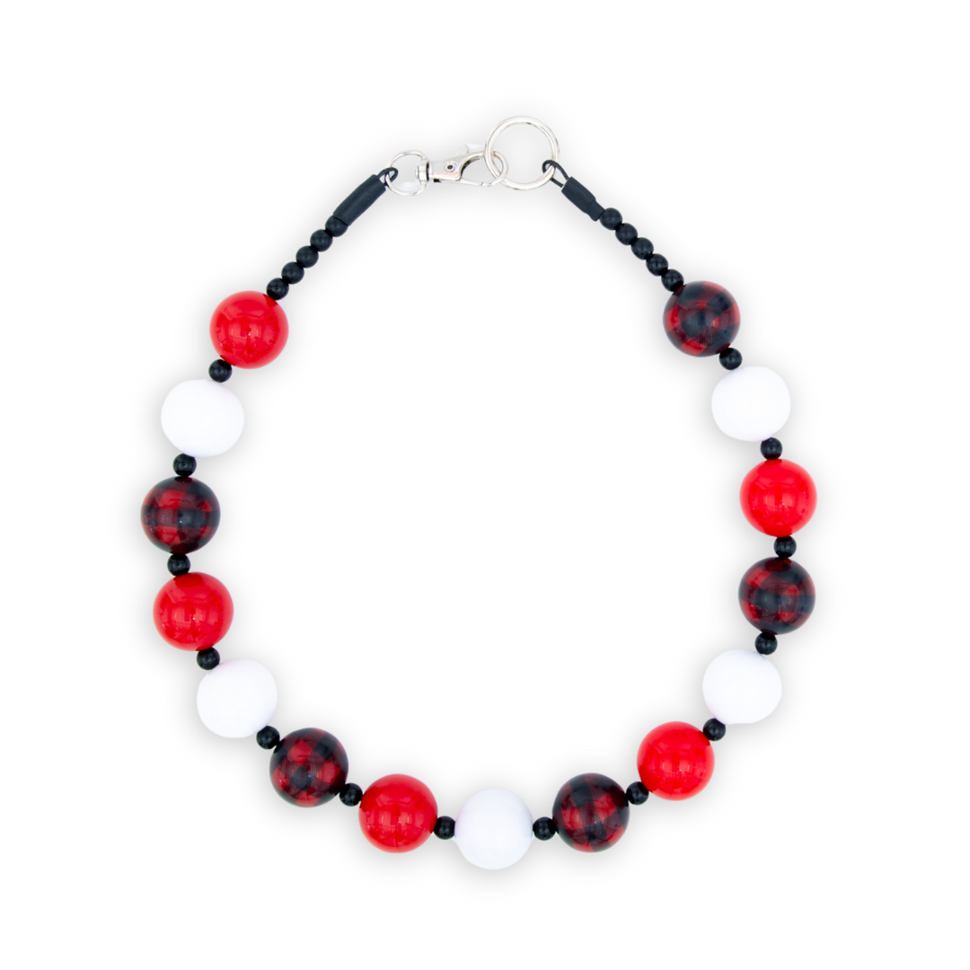 Red Plaid Decorative Pet Necklace