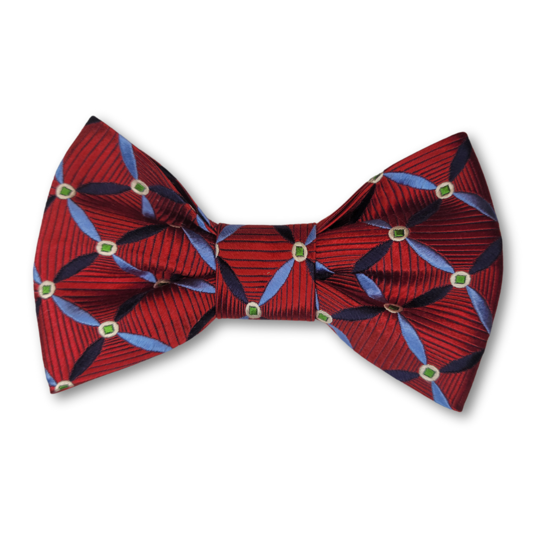 Upcycled Bow Tie -  Ruby Blue