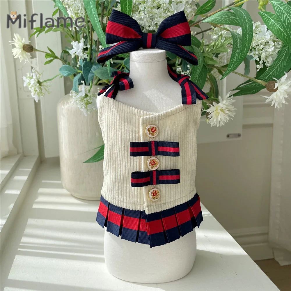 Miflame Spring Bow Dress for Small Dogs & Cats (Hairbands Sold Separately)
