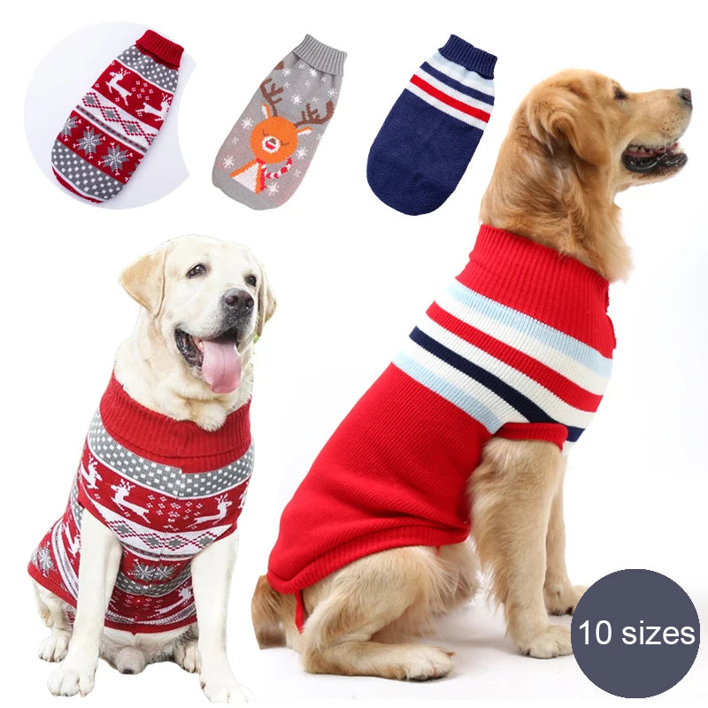 Striped Winter Sweater for Medium/Large Dogs