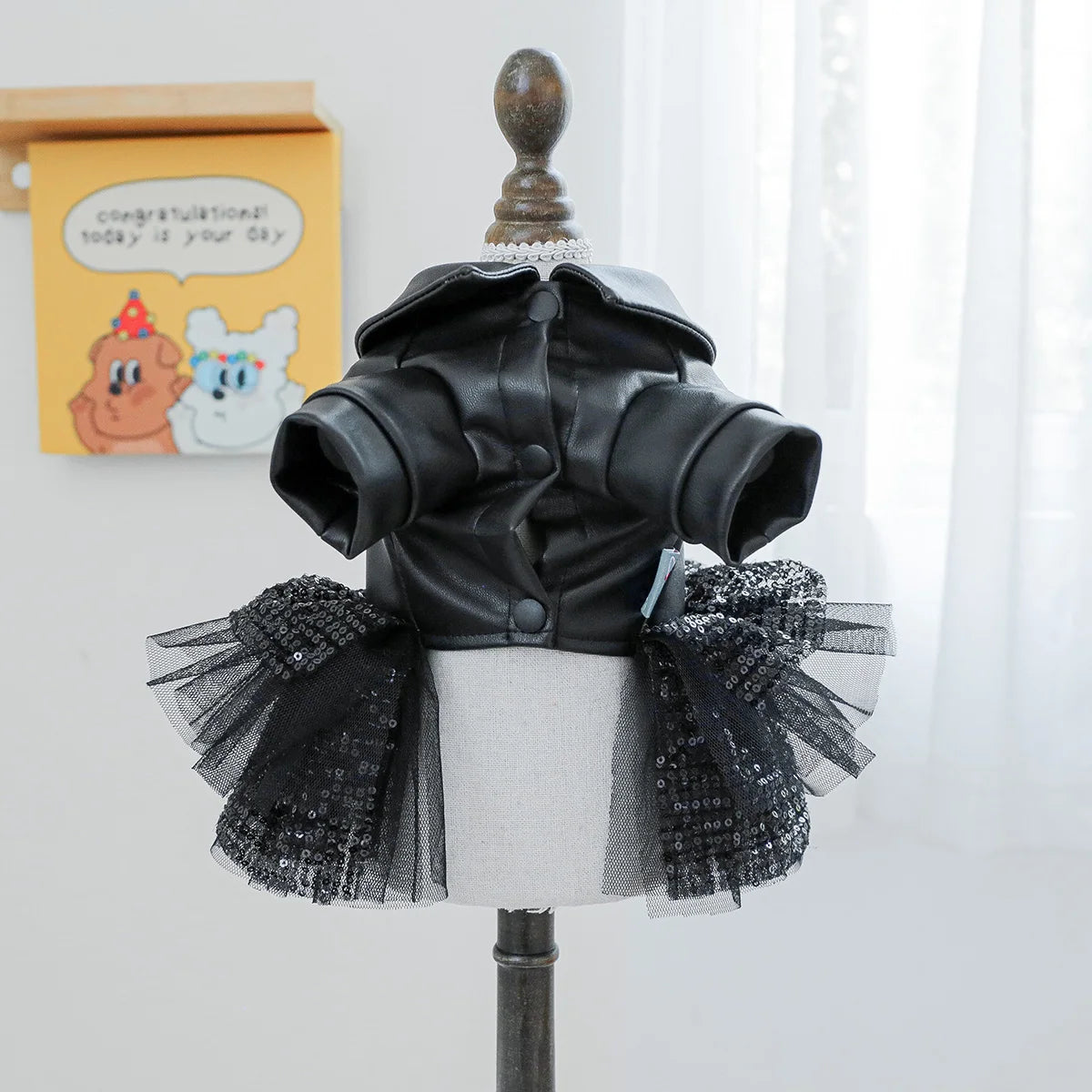 Autumn Sequin Leather Dog Dress for Small to Medium Breeds
