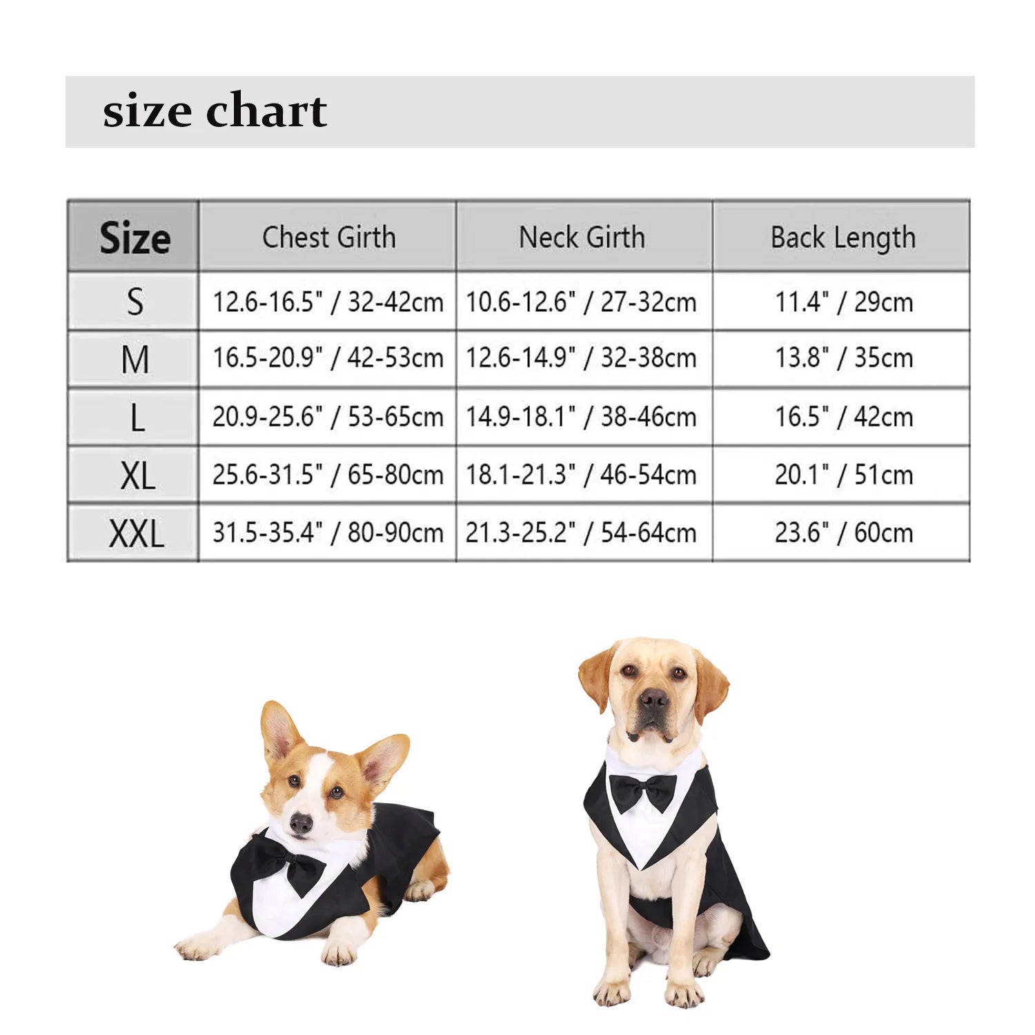 Dog Tuxedo - Formal Suit with Bow Tie for All Sizes