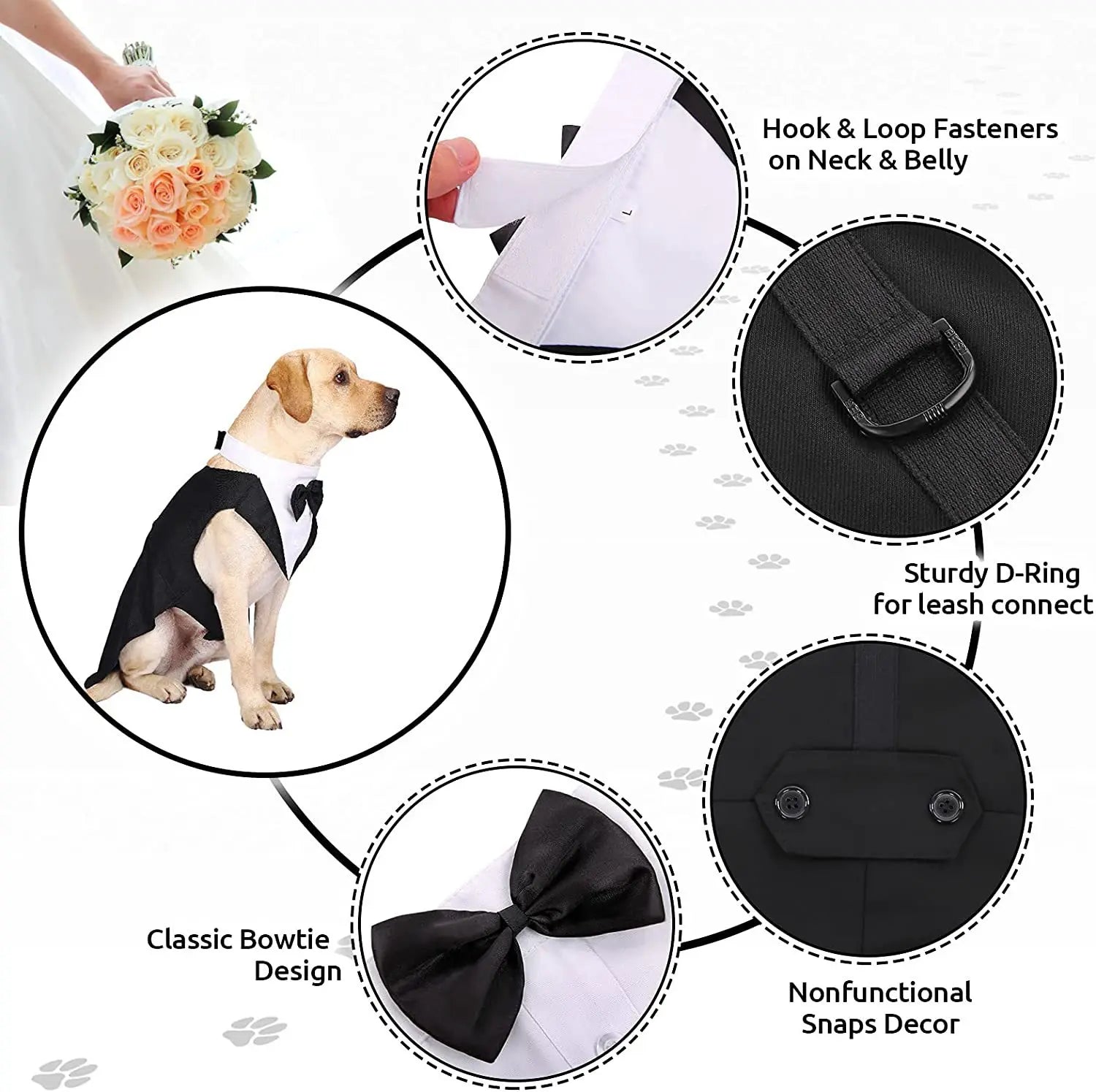 Dog Tuxedo - Formal Suit with Bow Tie for All Sizes