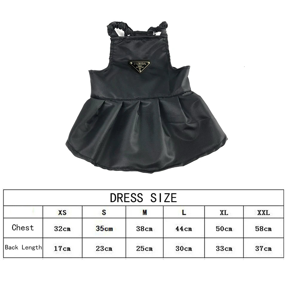 FATHIN Luxury Pet Skirt: Black Strap Dress for Small & Medium Dogs and Cats (XS-XXL)