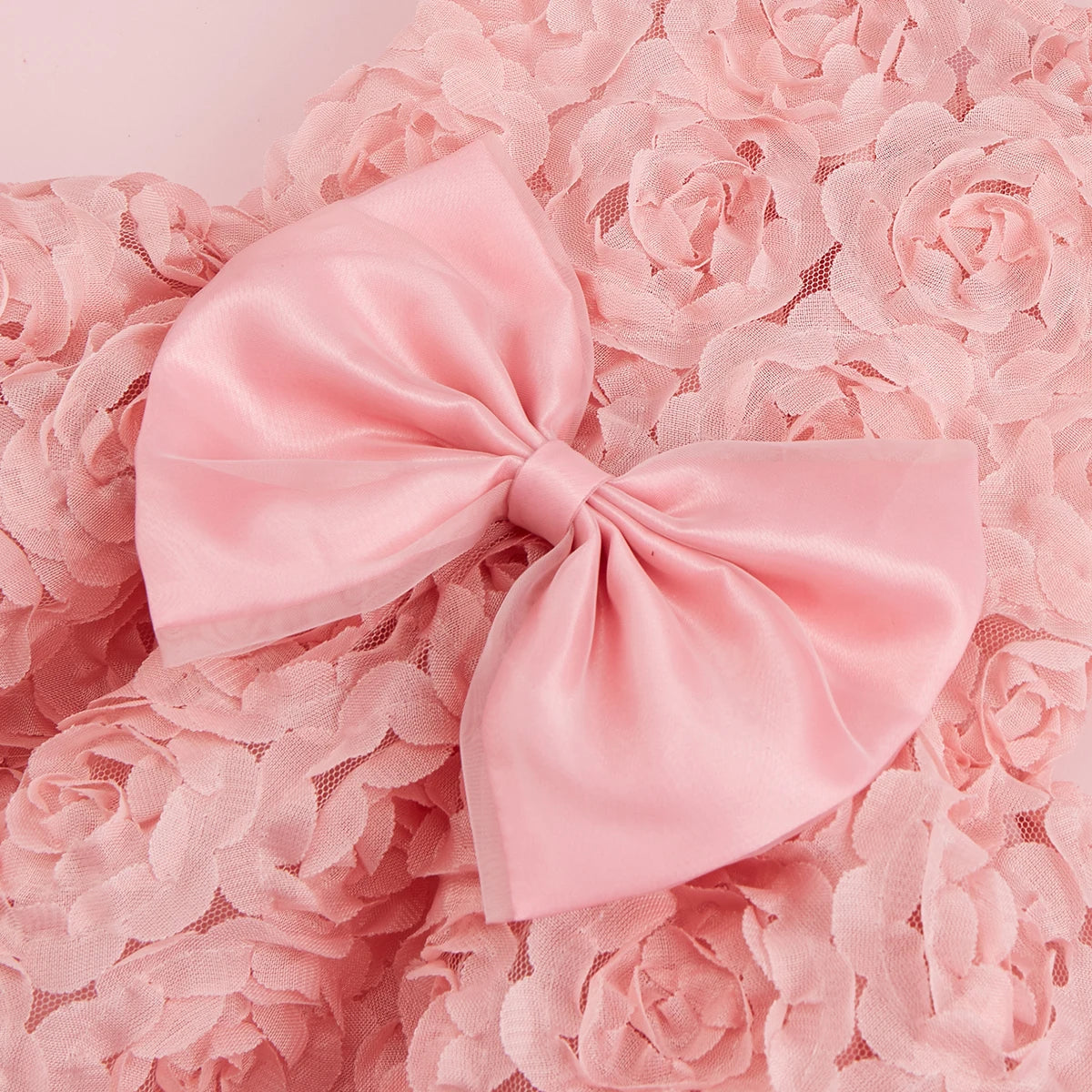 Embroidered Flower Princess Dress with Bow for Puppies