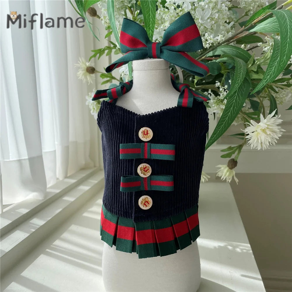 Miflame Spring Bow Dress for Small Dogs & Cats (Hairbands Sold Separately)