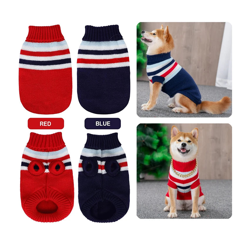 Striped Winter Sweater for Medium/Large Dogs